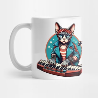 Devon Rex Cat Playing Keyboard Mug